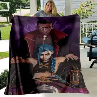 Jinx Arcane: League of Legends Blue Flame Blanket