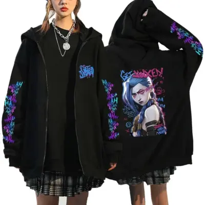 Arcane Jinx Unstable Genius Print Zipper Hoodie