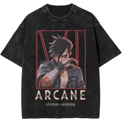 Arcane Vi Piltover Defender Mineral Wash T-shirt