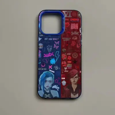 Jinx Arcane Neon Blue Chaos Print Phone Case