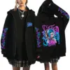 Arcane Jinx Hextech Mayhem Print Zipper Hoodie