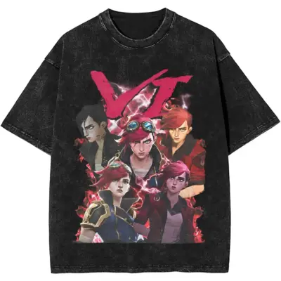 Arcane Vi Violet Warrior Artwork Mineral Wash T-shirt