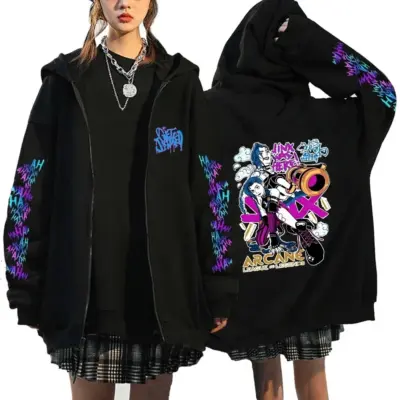 Arcane Jinx High Voltage Artwork Zipper Hoodie