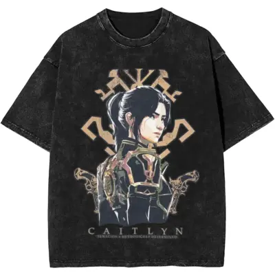 Arcane Sevika Hextech Gauntlets Graphic Mineral Wash T-shirt