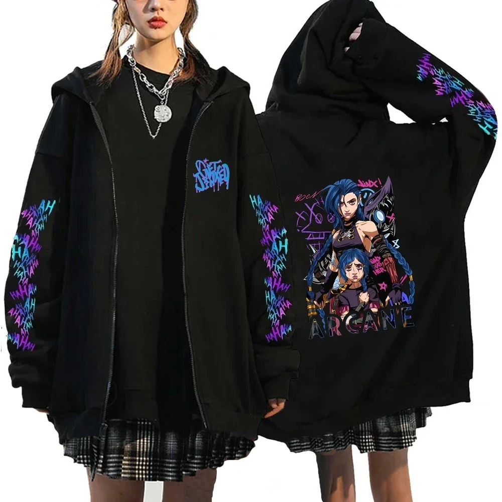 Arcane Jinx Neon Chaos Design Zipper Hoodie