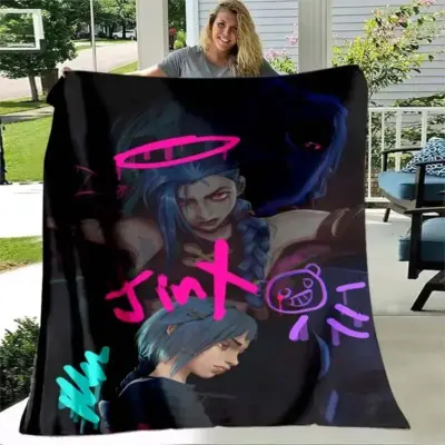 Jinx Arcane: League of Legends Graffiti Art Blanket