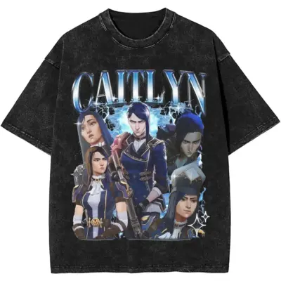Arcane Caitlyn Legendary Brawler Graphic Mineral Wash T-shirt