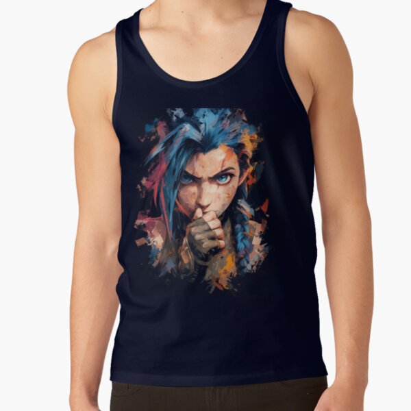 Arcane Blue Haired Zaun Anarchist Tank Top - Image 5