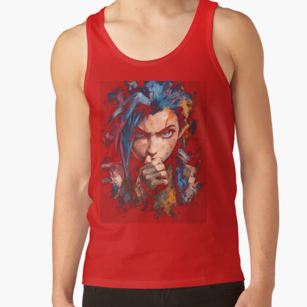 Arcane Blue Haired Zaun Anarchist Tank Top - Image 4