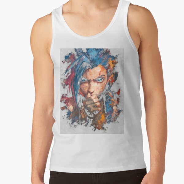 Arcane Blue Haired Zaun Anarchist Tank Top - Image 2