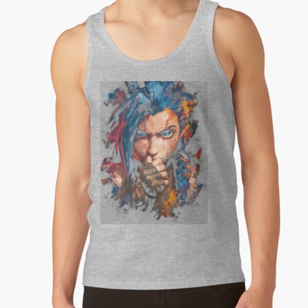 Arcane Blue Haired Zaun Anarchist Tank Top - Image 3