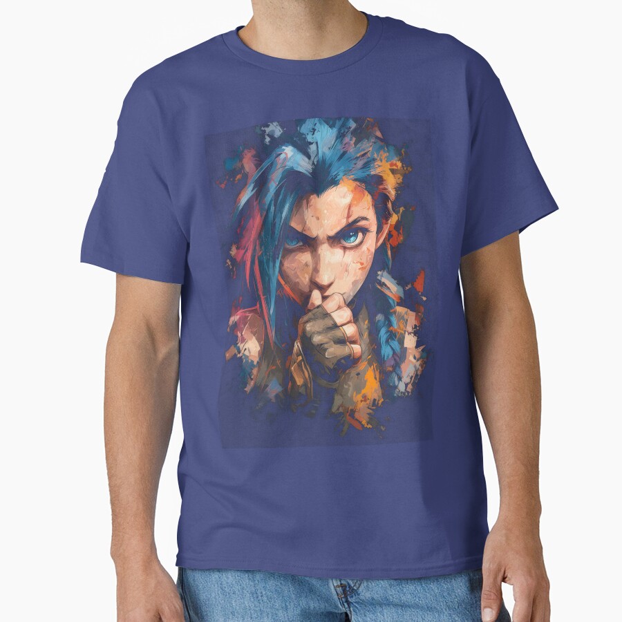 Arcane Blue Haired Zaun Anarchist T-shirt - Image 4