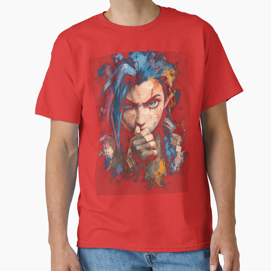 Arcane Blue Haired Zaun Anarchist T-shirt - Image 5