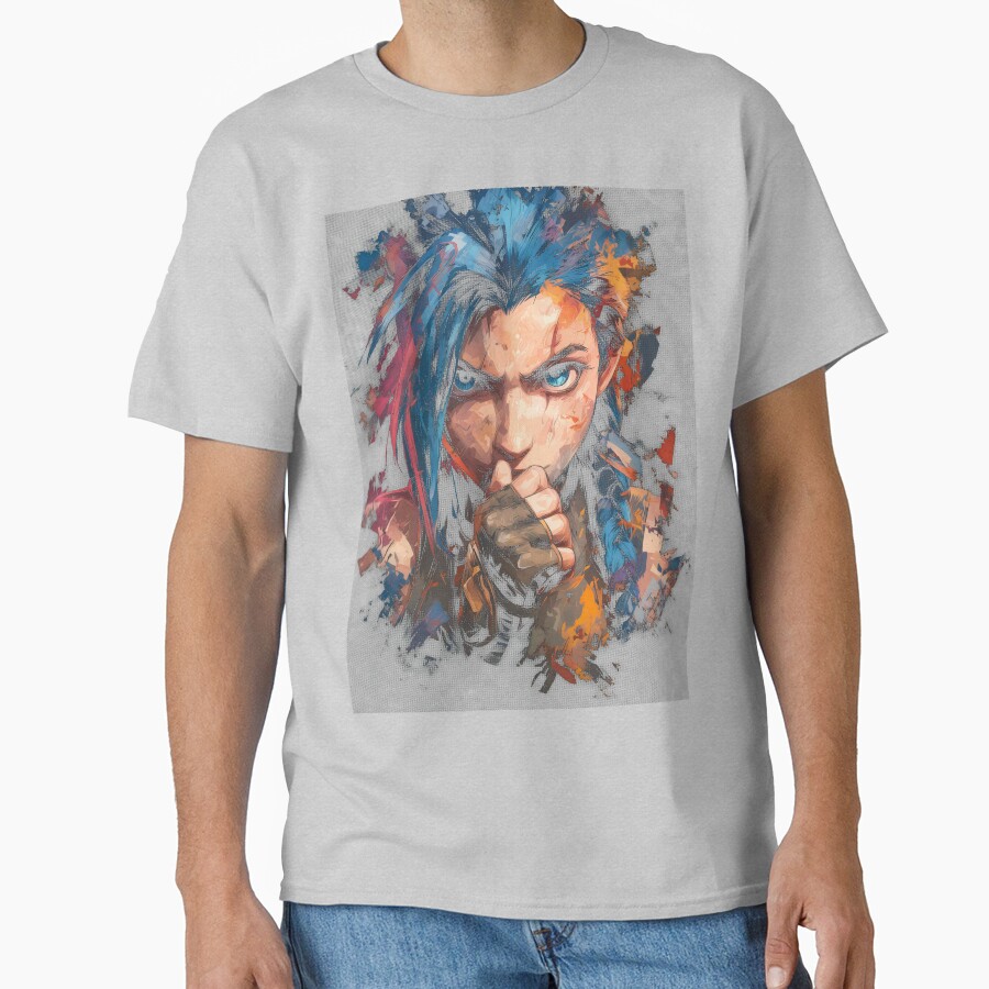 Arcane Blue Haired Zaun Anarchist T-shirt - Image 3