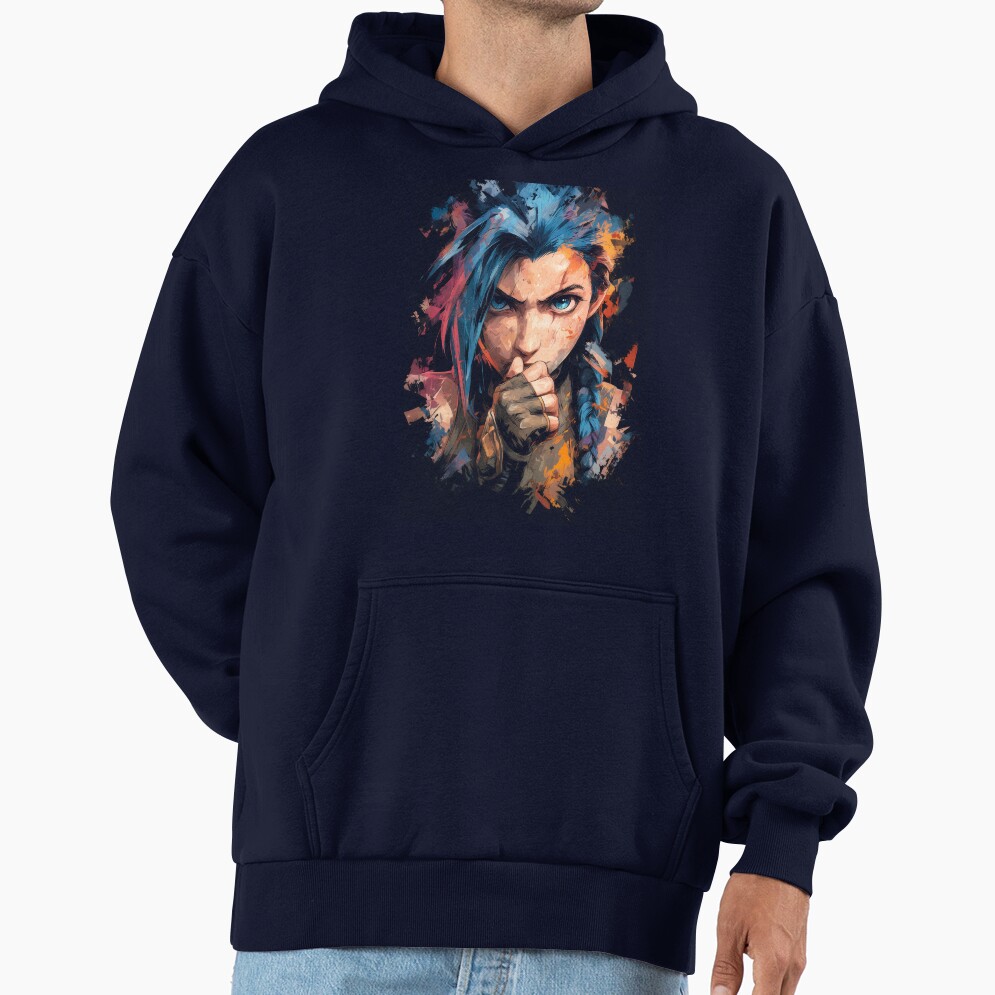 Arcane Blue Haired Zaun Anarchist Hoodie - Image 5