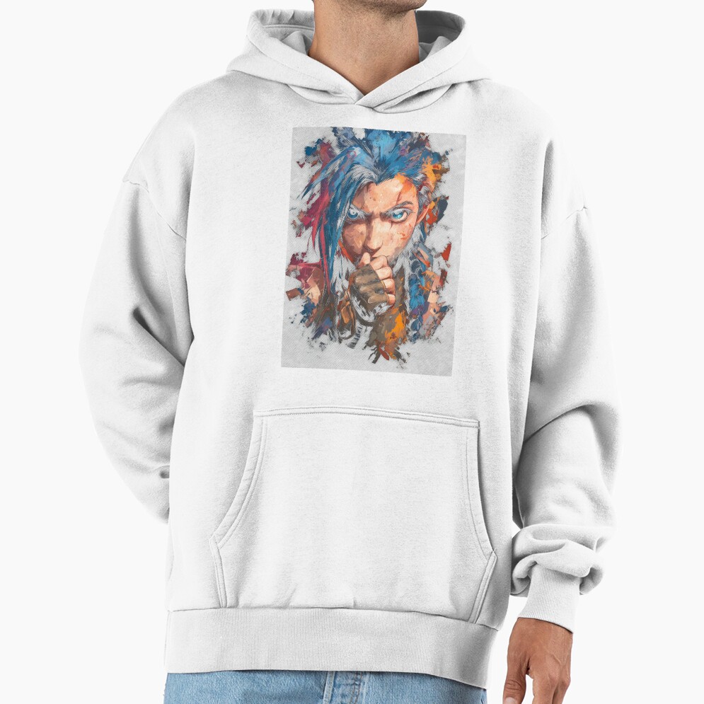 Arcane Blue Haired Zaun Anarchist Hoodie - Image 2