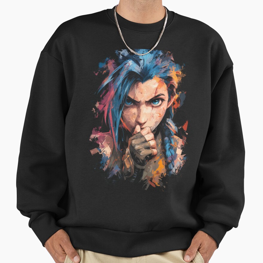 Arcane Blue Haired Zaun Anarchist Sweatshirt - Image 3
