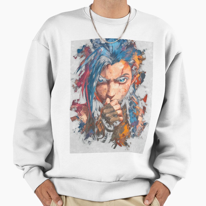 Arcane Blue Haired Zaun Anarchist Sweatshirt - Image 2
