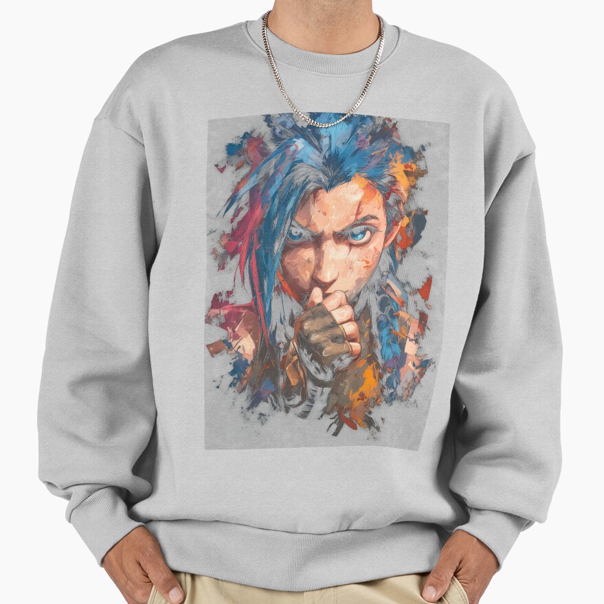 Arcane Blue Haired Zaun Anarchist Sweatshirt - Image 5