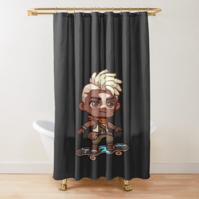 Arcane Ekko Skateboard Rush Shower Curtain