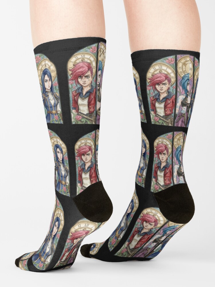 Arcane Vi Jinx Caitlyn Stained Glass Socks - Image 2