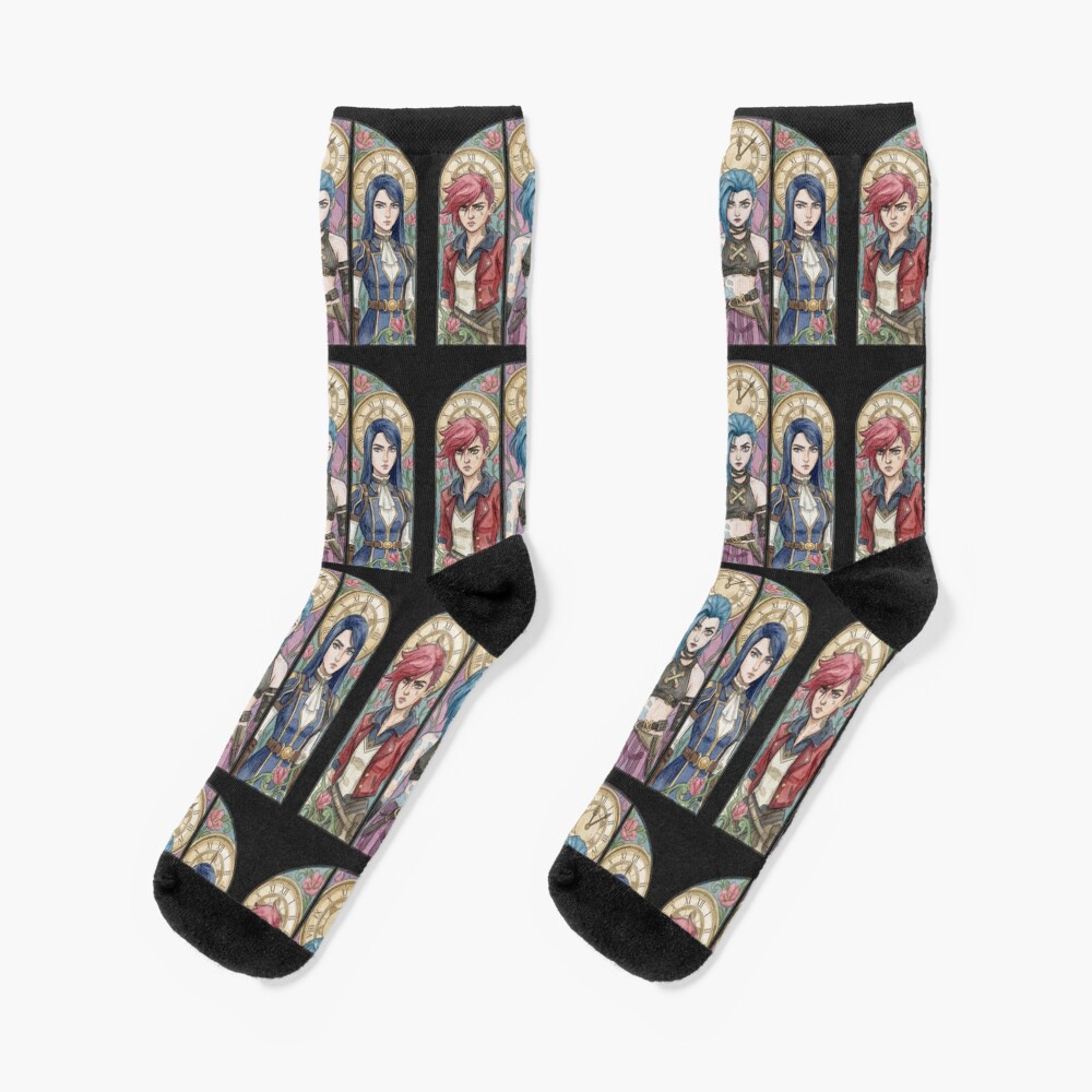 Arcane Vi Jinx Caitlyn Stained Glass Socks