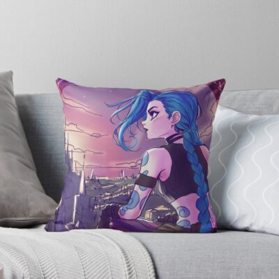 Arcane Piltover Zaun Skyline Throw Pillow