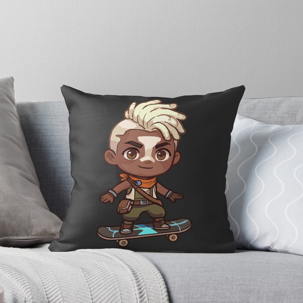 Arcane Ekko Skateboard Rush Throw Pillow