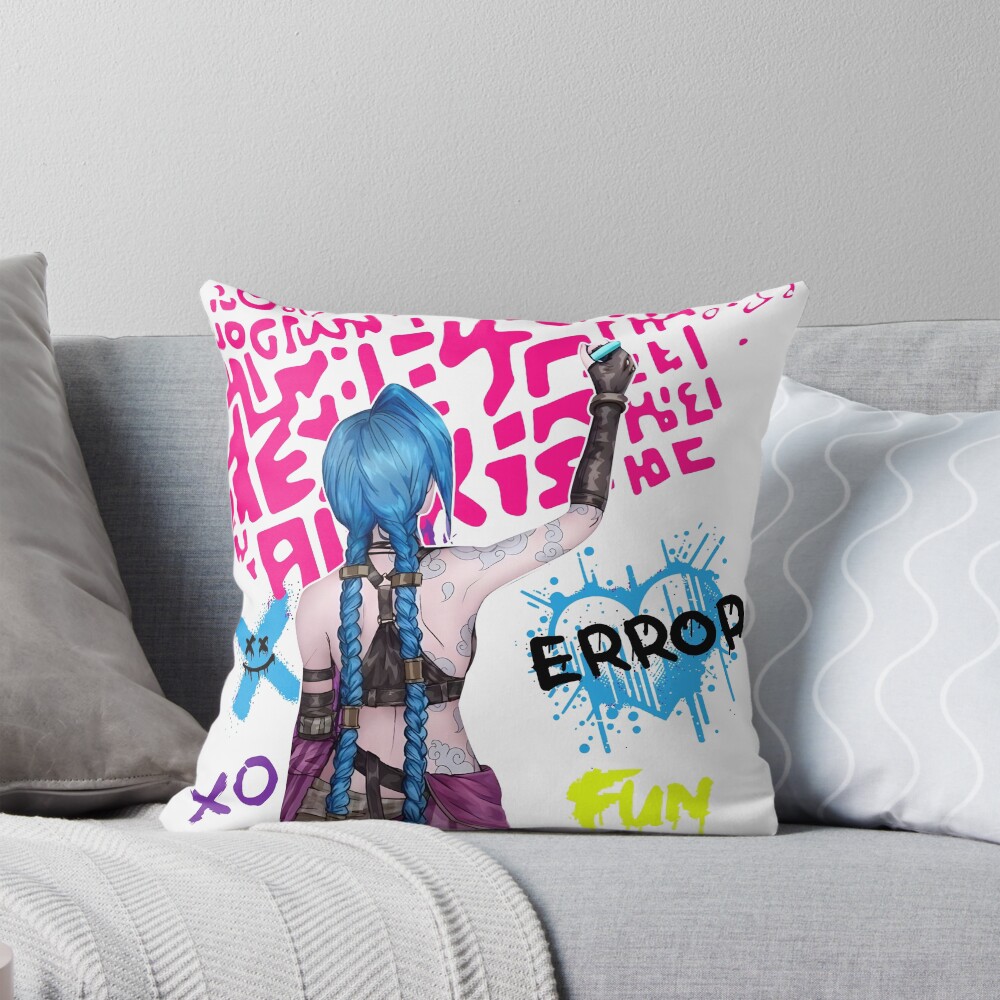 Arcane Jinx Hextech Chaos Throw Pillow